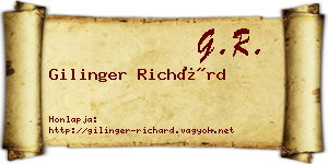 Gilinger Richárd névjegykártya